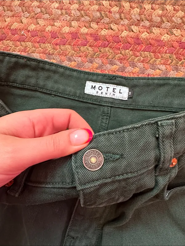 MOTEL DENIM Dark Green Straight-Leg Pants - Image 3