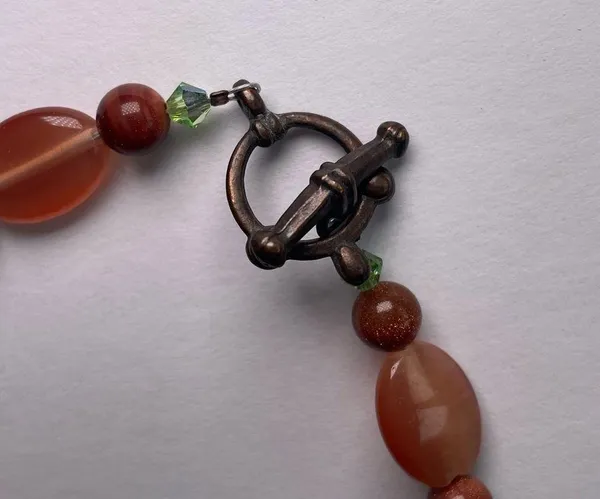 Free People Orange and Green Stone and Beaded Bracelet - Image 5