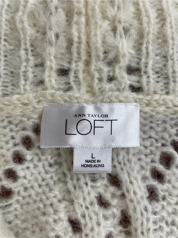 Rare Vintage Y2K Mohair & Wool LOFT Pointelle Crop Bolero Cardigan Sz L 💛🎀 - Image 9