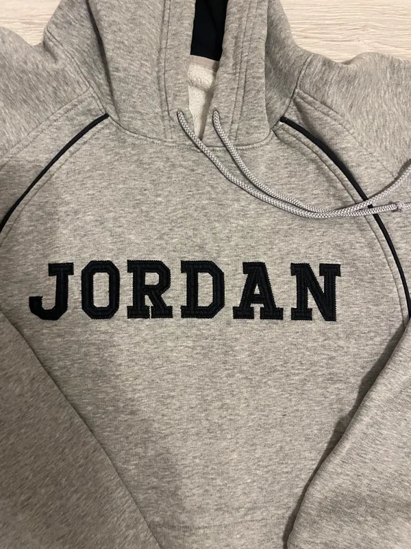 Jordan Gray Pullover Hoodie with Black Logo - Image 3