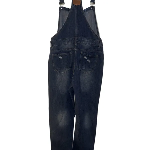 Relaxed Dark Blue Denim Overalls for Women - Image 8