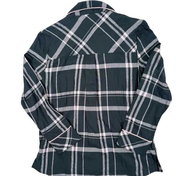 Soma Flannel Long‎ Sleeve Notch Collar Button Up Pajama Top Womens XS Aspen New - Image 3