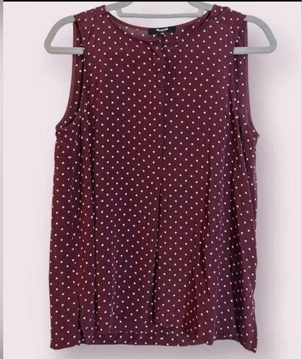 Madewell Burgundy Silk Tank Blouse in Star Mix Medium - Image 10