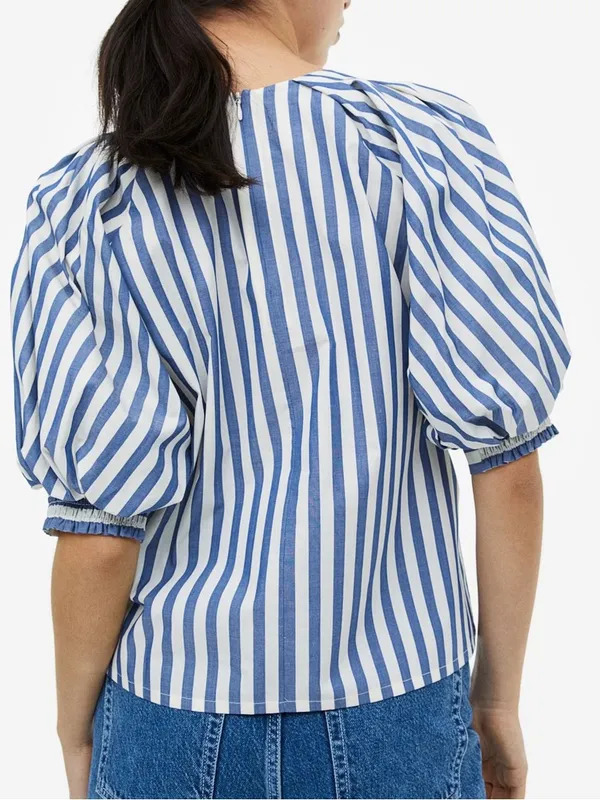 H&M Cotton Blouse with balloon sleeves small - Image 4