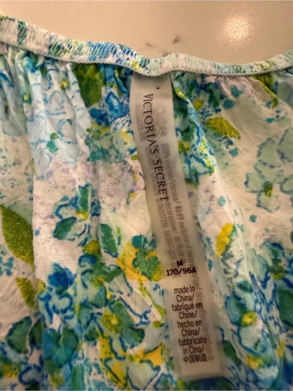 Victoria's Secret Blue, Green & White Floral Off-Shoulder Romper - Image 3
