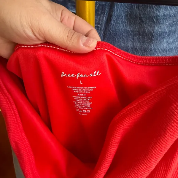 Red Women's Top Size L - Image 4
