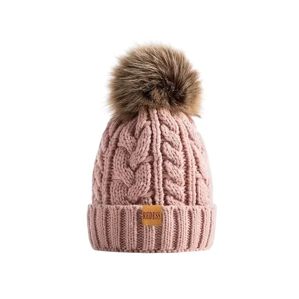 Winter Cozy Warm‎ Pom Pom Black Beanie Hat Cable Knit Fleece Lined Ski NWT - Image 4