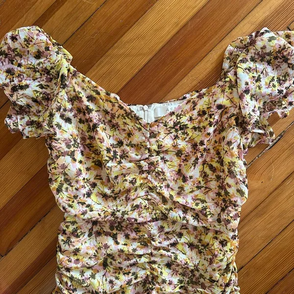 ASTR the Label Shirred Ruched Floral Mini Dress Size S - Image 4