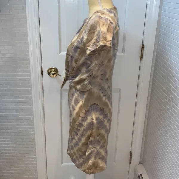 Anthropologie Maronie 💯 cotton tie dye tan/lavender tee shirt dress. Size M NWT - Image 5