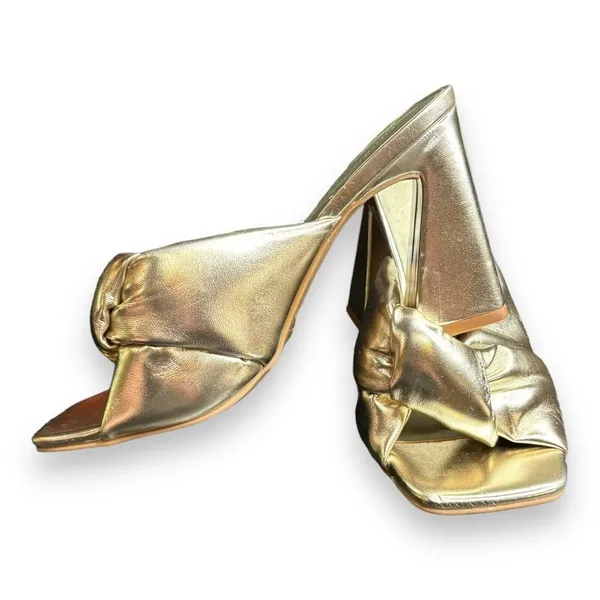 Open Edit Nordstrom‎ Saydee Gold Metallic Puff Sandal Heel Sz 7.5 - Image 5