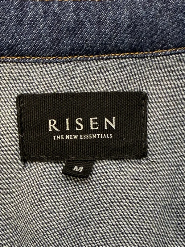 RISEN Dark Denim Distressed Snap Front Frayed Hem Jean Shirt Jacket Shacket - Image 6
