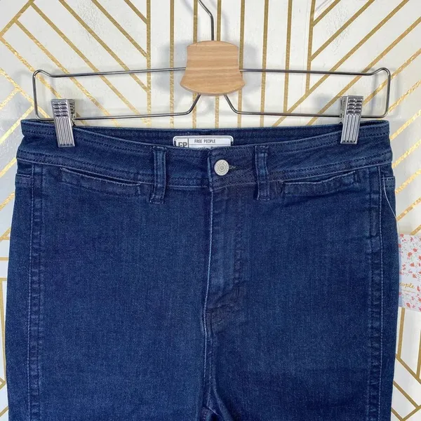 Free People So Chic Biker Denim Short Rinse‎ Cobalt - Image 4