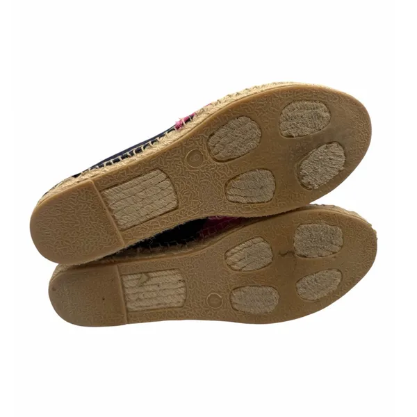 Tory Burch Colorblock Pink Navy Canvas Espadrille Flats Jute Double T Logo Sz 9 - Image 5