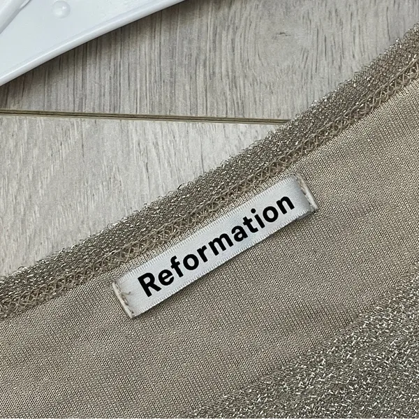 Reformation Metallic Top jupiter cropped tie womens Beige (small) - Image 2