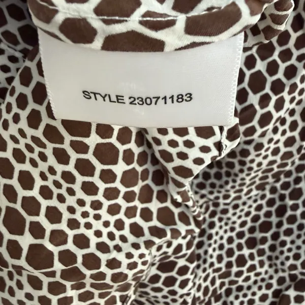 Tory Burch Button Front Silk Blouse Cream Brown Long Sleeve Sz 10 Career Brunch - Image 8