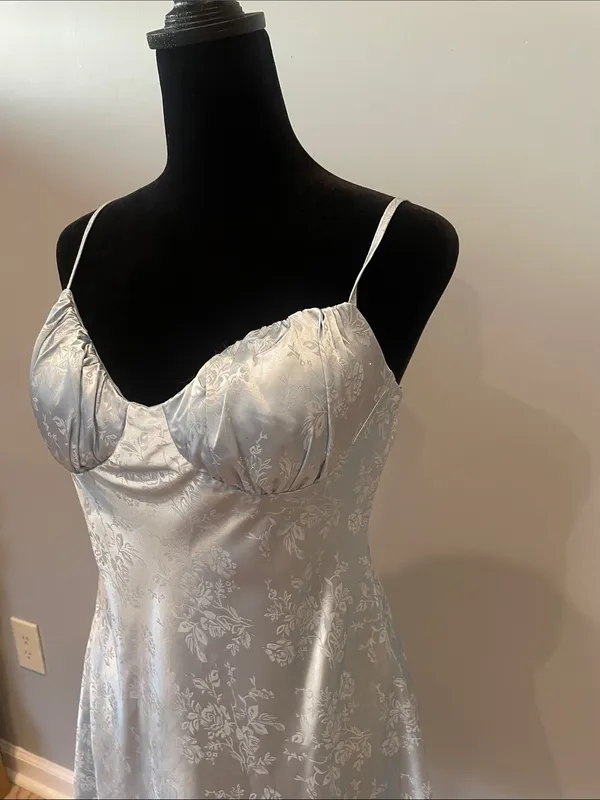 B. Smart light blue Floral Satin Slip Dress - Image 2