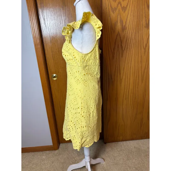 En Saison Guinevere Dress Lemoncello Yellow Eyelet Ruffle Mini Dress Large - Image 5