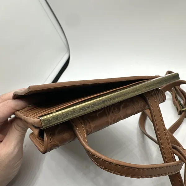 The Sak Collective Leather Smartphone Crossbody Wallet Bag Tobacco Brown Mandala - Image 12