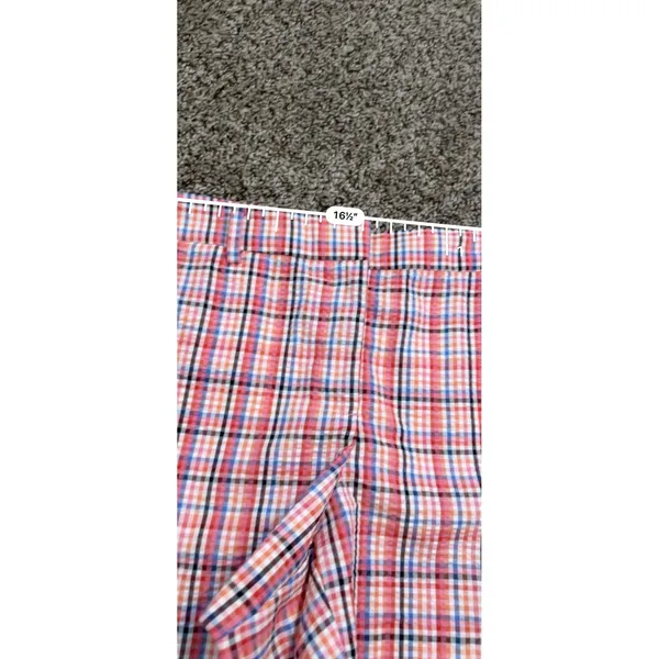 LOFT The Riviera Short Womens 10 Pink Blue Orange Plaid Check‎ Cotton Blend 4in - Image 7