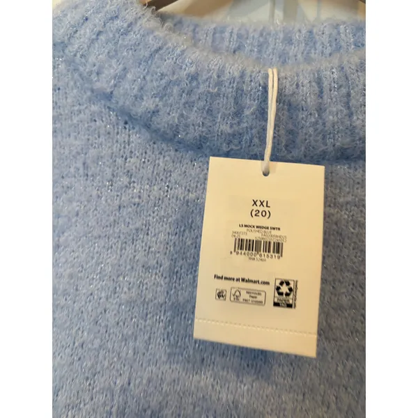 Free Assembly Blue Shimmer Mock Neck Sweater‎ Size XXL - Image 6