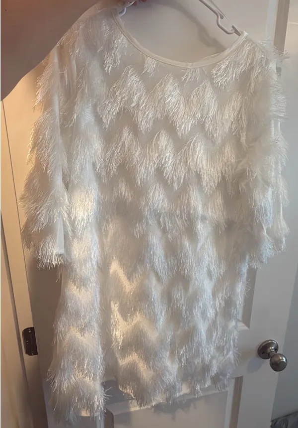 White fringe mini dress Size L - Image 3