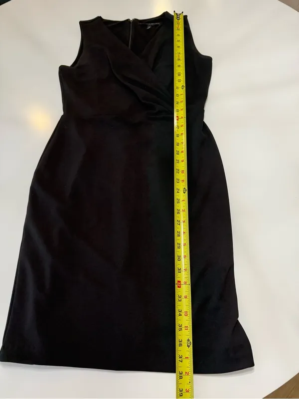 White House Black Market Black Sleeveless Faux-Wrap Midi Dress Size 8 - Image 4