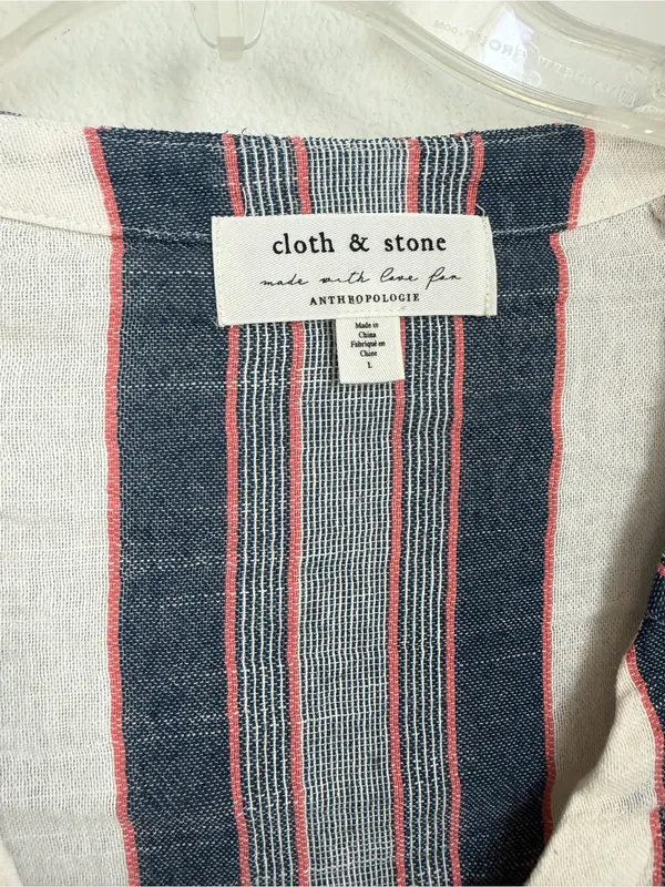 Anthropologie Cloth and Stone Striped Button-Front V-Neck Top - Image 3
