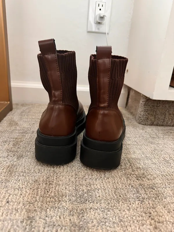Brown Sock Booties Size 7 - Image 2