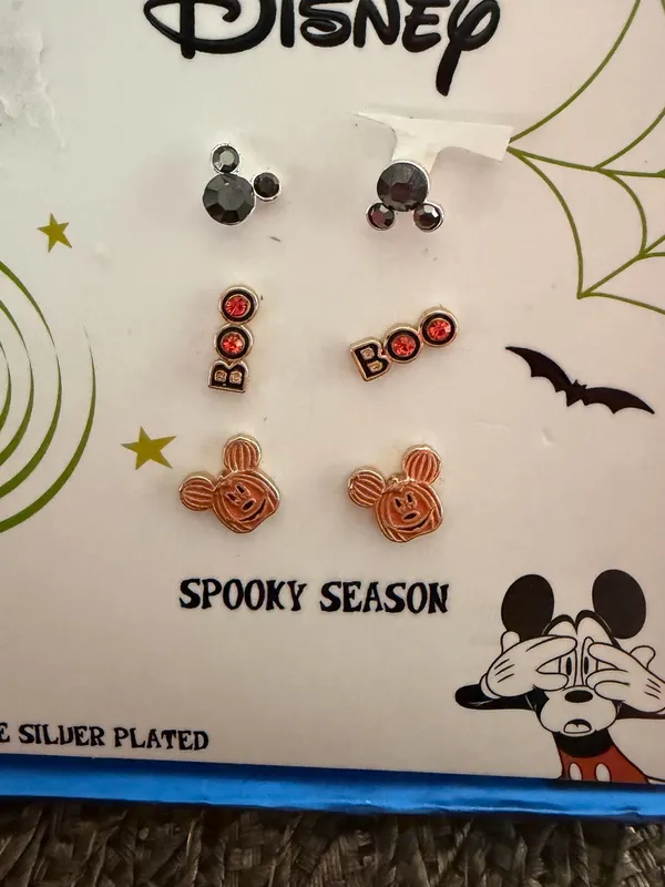 Disney Kids Spooky Season Earring Set - Black, Orange & Gold - Image 2