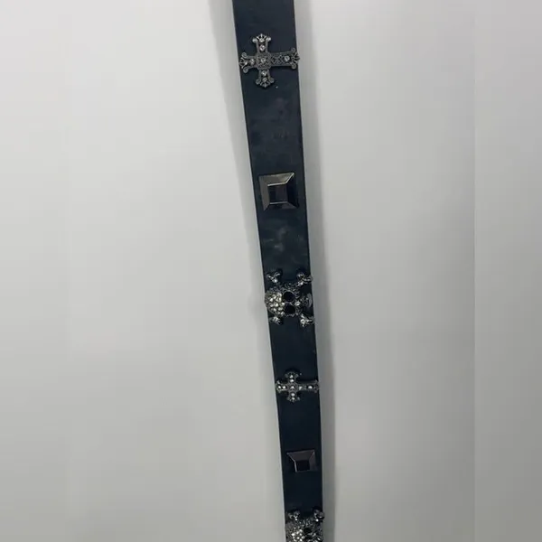 Woman's skull hot topic black and silver belt size XL‎ - Image 3