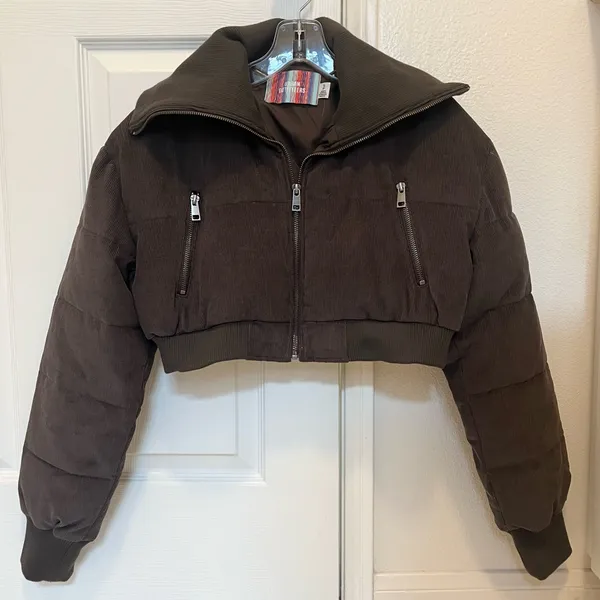 Urban Outfitters Lily Corduroy Cropped Puffer Jacket - Image 2