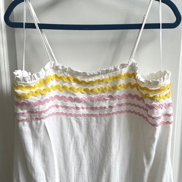 Lisa Marie Fernandez Target Dress Womens M White Ric Rac Summer Linen Blend Mini - Image 4
