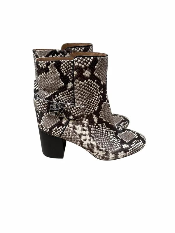 Tory Burch Snake Print Ankle Boots - Black &‎ Gray size 8 - Image 3