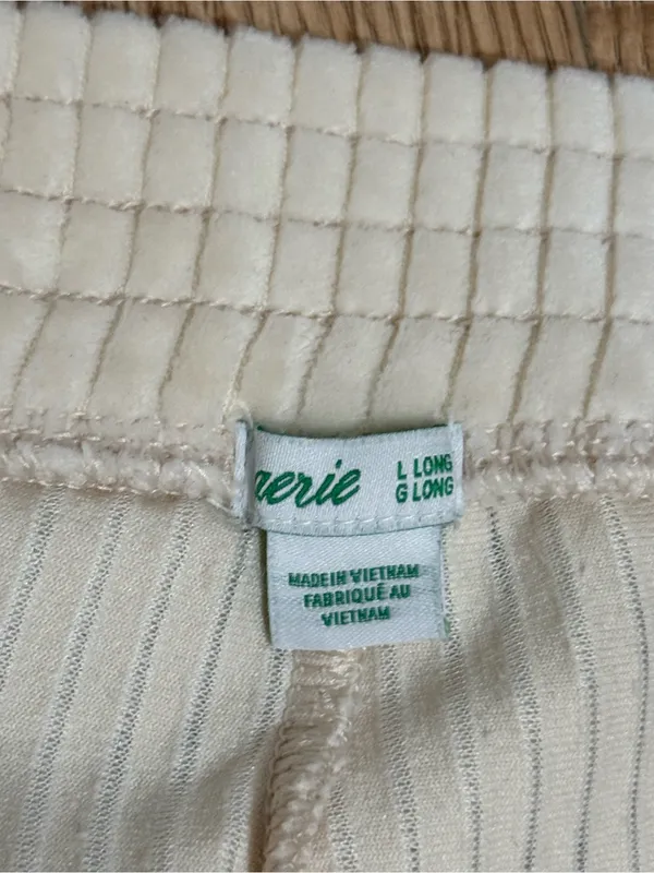 Aerie Cream Corduroy Flare Pants Women's L Long High Waist Pull On Stretch - Image 3
