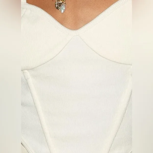 Peppermayo NWT Jaide Organic Cotton Rib Corset Top - Ivory - L - Image 7