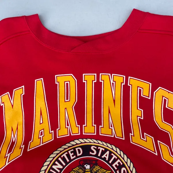 Vintage 90s United States Marines Corps Red Crewneck Sweater - Image 4
