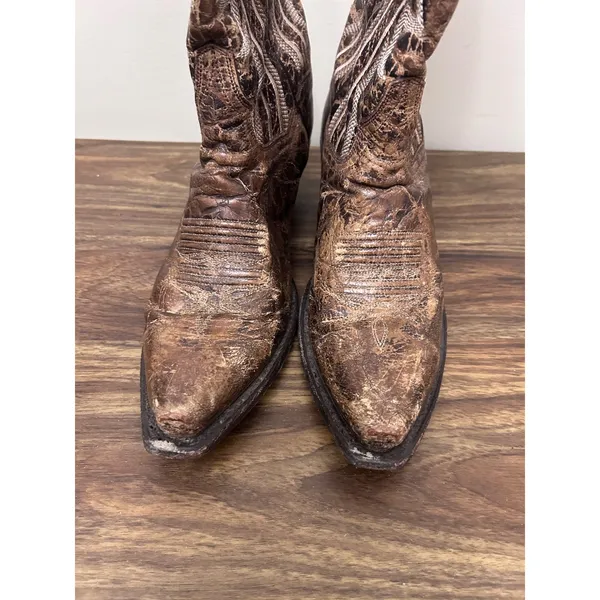 Dan Post Womens Distressed Brown Leather Western Cowboy Boots DP2369 Size 9M - Image 3