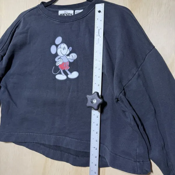 Disney Mickey‎ Mouse Sweatshirt Womens M Cropped Pullover Black Graphic - Image 5