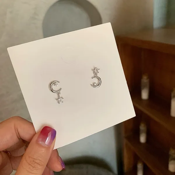Asymmetry Moon Star Dangle Drop Earrings for Women - Image 2