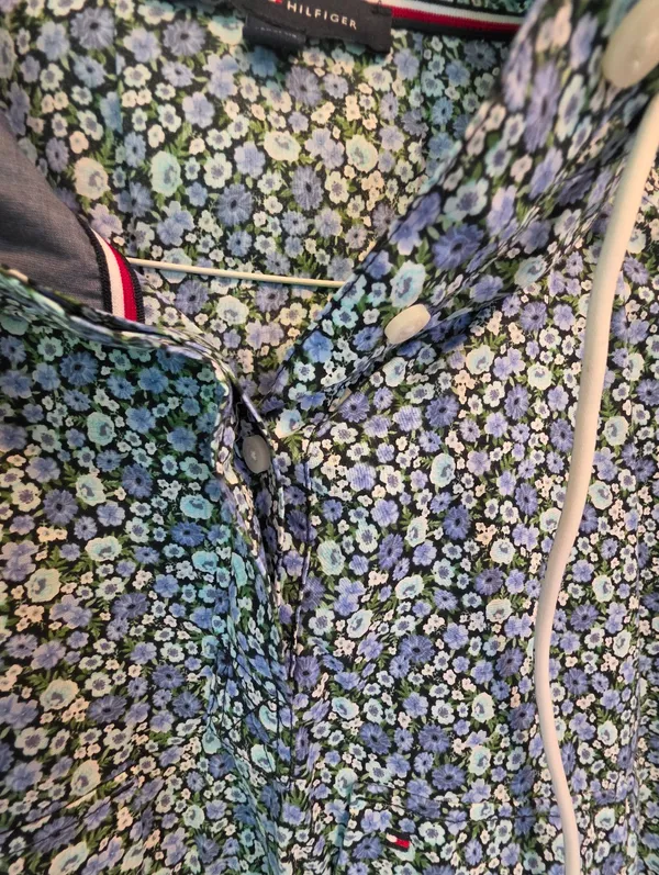NEW Tommy Hilfiger Blue Floral Cotton Hoodie Pullover Jacket Medium - Image 8