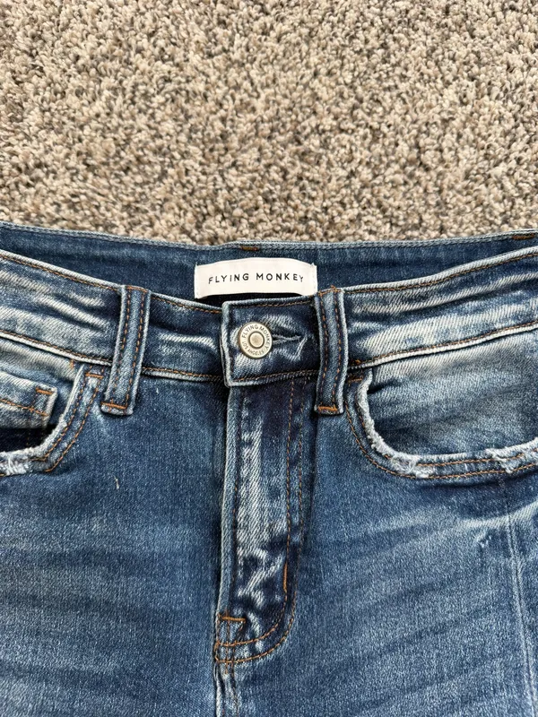 Flying Monkey Distressed Flare Jeans Blue Size 24 - Image 2
