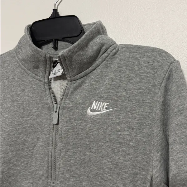 Nike Women's Gray Sportswear Club Fleece Quarter-Zip Sweatshirt - Image 6