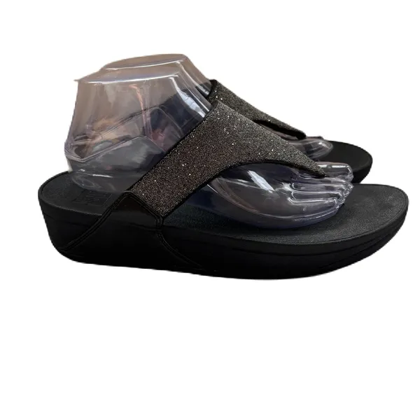 Fitflop Lulu‎ Glitter Womens Size 10 Black Glitter Top Thongs Flip Flop Sandals - Image 2