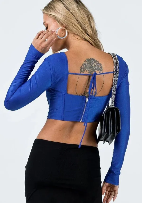 Princess Polly Tyssen Long Sleeve Top Blue - Image 4