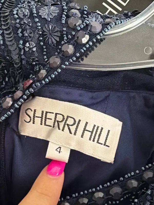 Sherri Hill 51426 Size 4 NWT Navy Beaded Mermaid Evening Gown Formal Prom Dress - Image 14