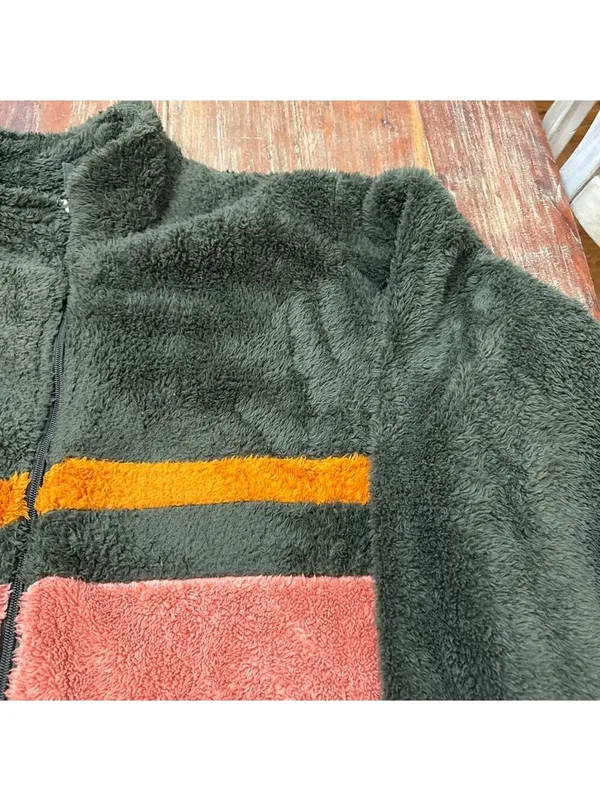 Evy's Tree Hadley Green Striped Plush Jacket 2X - Image 4