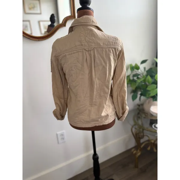 American Eagle Outfitters Utility‎ Jacket XS Button Up Tan Lightweight - Image 3