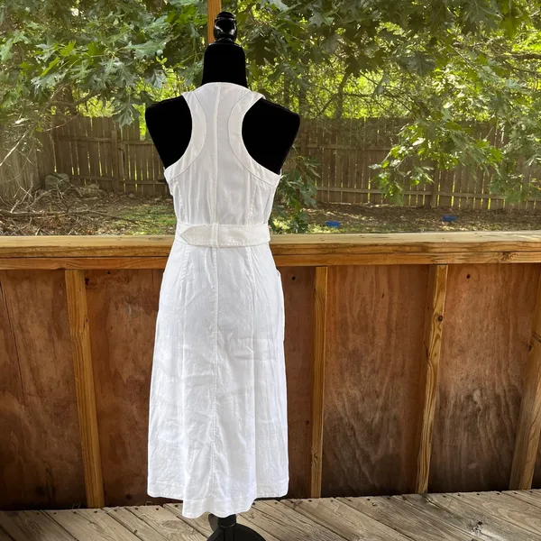 Ted Baker Jancita White Linen Blend Belted Button Front Dress Size 1 (S) - Image 5