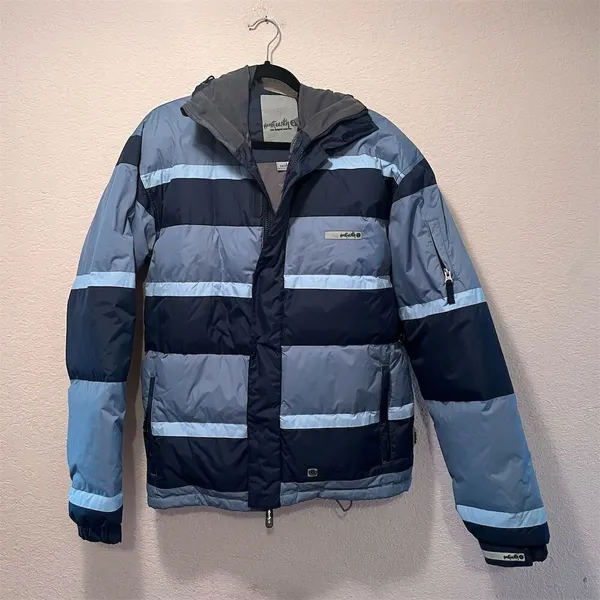 *30off3* NWOT. Planet Earth Unisex Blue Puffer Jacket M Winter Casual Mid-Length - Image 2