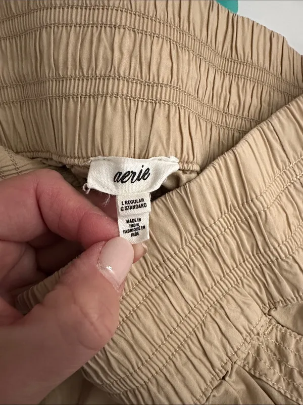 Aerie Khaki Cargo Pants - Wide Leg Utility Style - Image 6